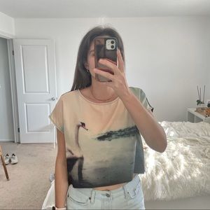 H&M Swan graphic crop